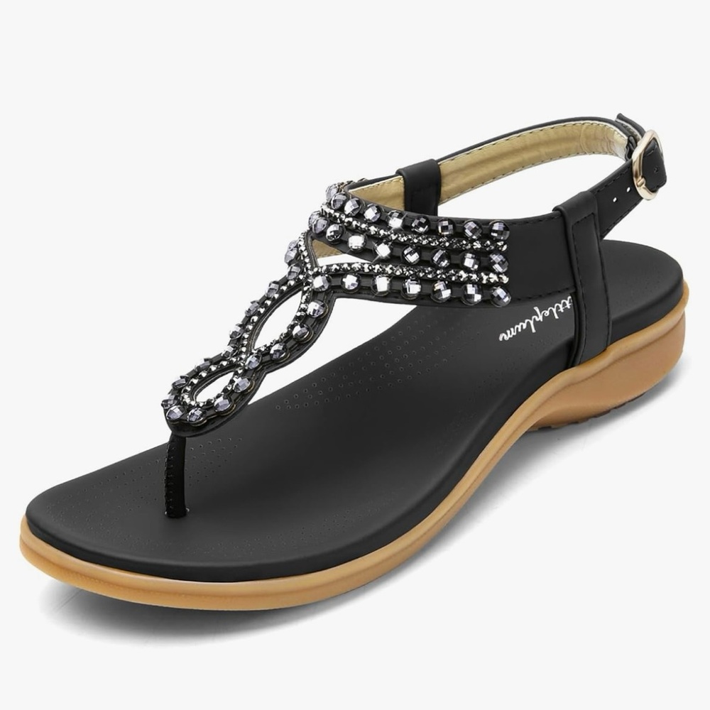 Littleplum Beaded Thong Sandal w/ Adjustable Ankle Strap European 41/American 9